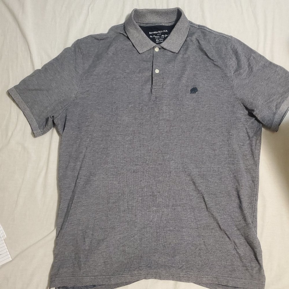 Banana Republic Factory Blue Gray Pique Polo